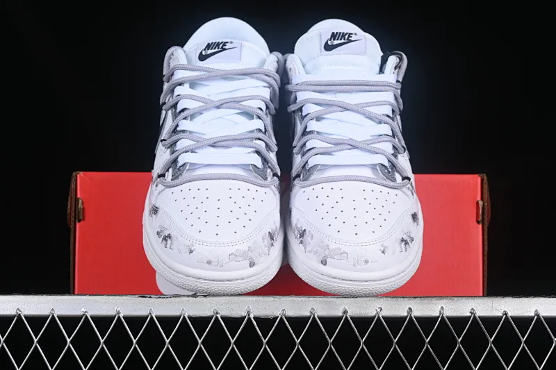 All categories Nk SB Dunk series Nk SB Dunk Low low-top sneakers Nk Dunk Low Chinese style ink painting black and white gray Da Vinci custom SB strap low-top casual sneakers DD1503-109